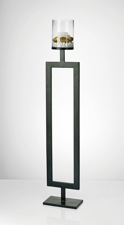 Diyas Home (DH) Nerissa Candle Holder 131cm Black/Clear Glass Art