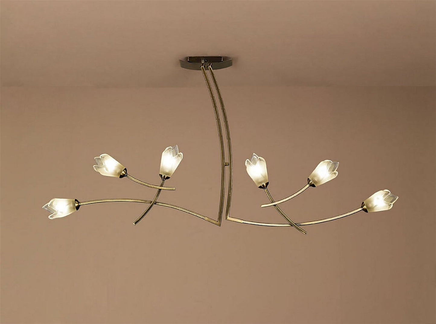 Mantra Pietra Linear Pendant 2 Arm 6 Light G9, Antique Brass