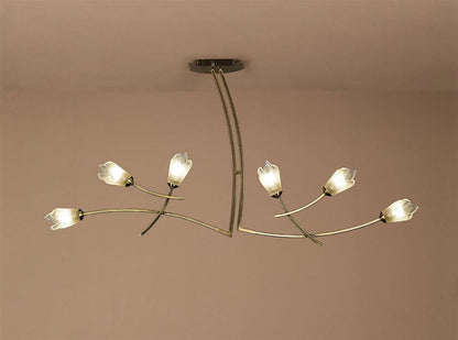 Mantra Pietra Linear Pendant 2 Arm 6 Light G9, Antique Brass