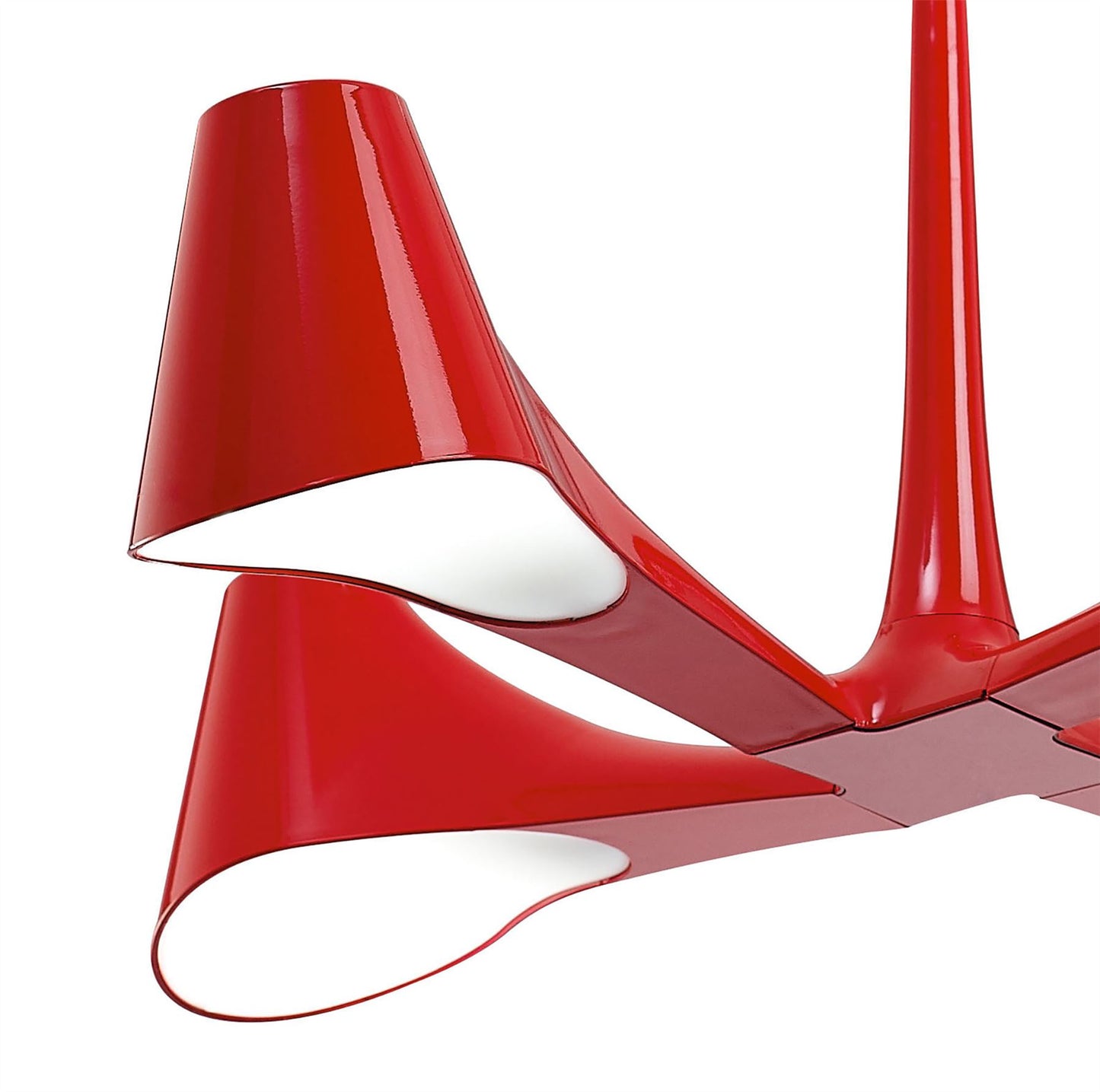 Mantra Ora 72cm Telescopic Convertible To Semi Flush 4 Light E27, Gloss Red/White Acrylic/Polished Chrome, CFL Lamps INCLUDED