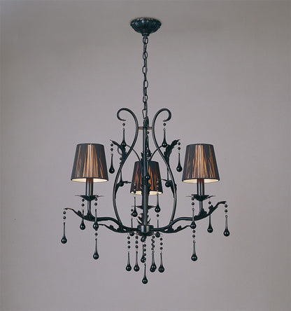 Diyas Flur 50cm  Round 3 Light E14 Black Ceiling Pendant Light Fitting