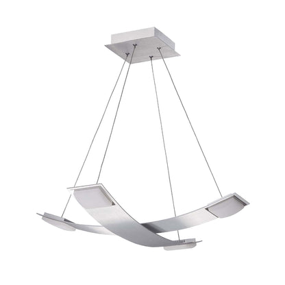 Mantra Fusion Thea Square Pendant 4 Light 28W LED 3000K, 2520lm, Satin Aluminium/Frosted Acrylic, 3yrs Warranty