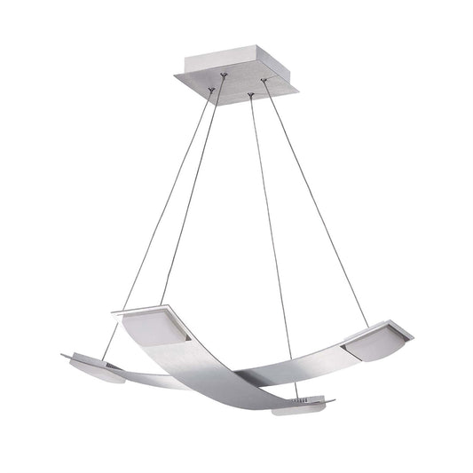 Mantra Fusion Thea Square Pendant 4 Light 28W LED 3000K, 2520lm, Satin Aluminium/Frosted Acrylic, 3yrs Warranty