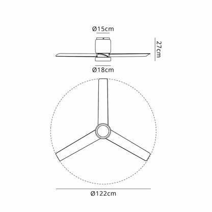 Ceramica M 1.2m 20W LED Dimmable Ceiling Light With Built-In 32W DC Fan, 3000-5000K Remote Control, 3600lm, White Ceramic/Wood, 5yrs Warranty