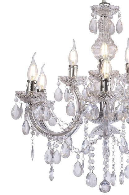 Deco Floria Chandelier with Acrylic Sconce & Acrylic Droplets 6+3 Light E14 Polished Chrome Finish