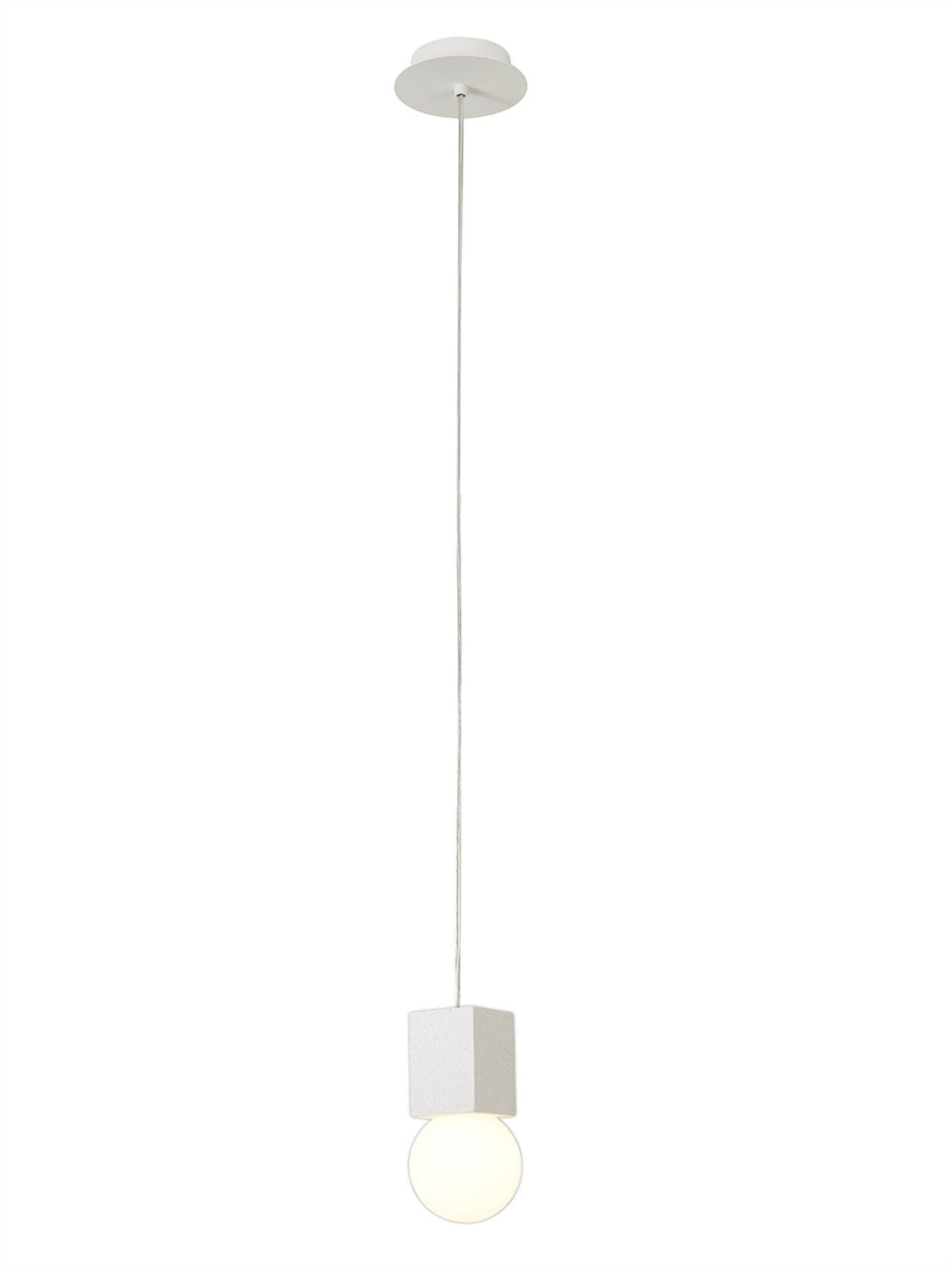 Mantra Galaxia 12cm Pendant Square, 1 Light E27, White/White Cement
