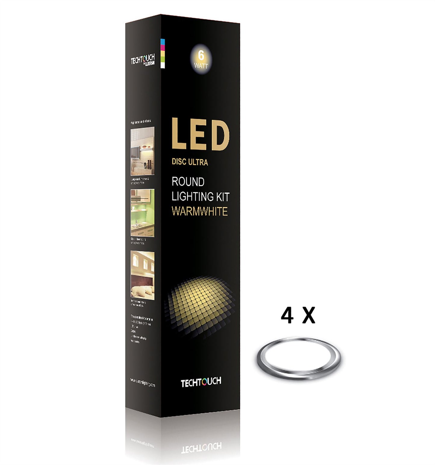 Techtouch Disc Ultra Warm White Kit 4x18 LED (6W) C/W 2.5m Cable Indoor