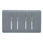 Trendi Artistic Modern Glossy 4 Gang 2 Way  Rocker Double Plate Tactile Light Switch Warm Grey