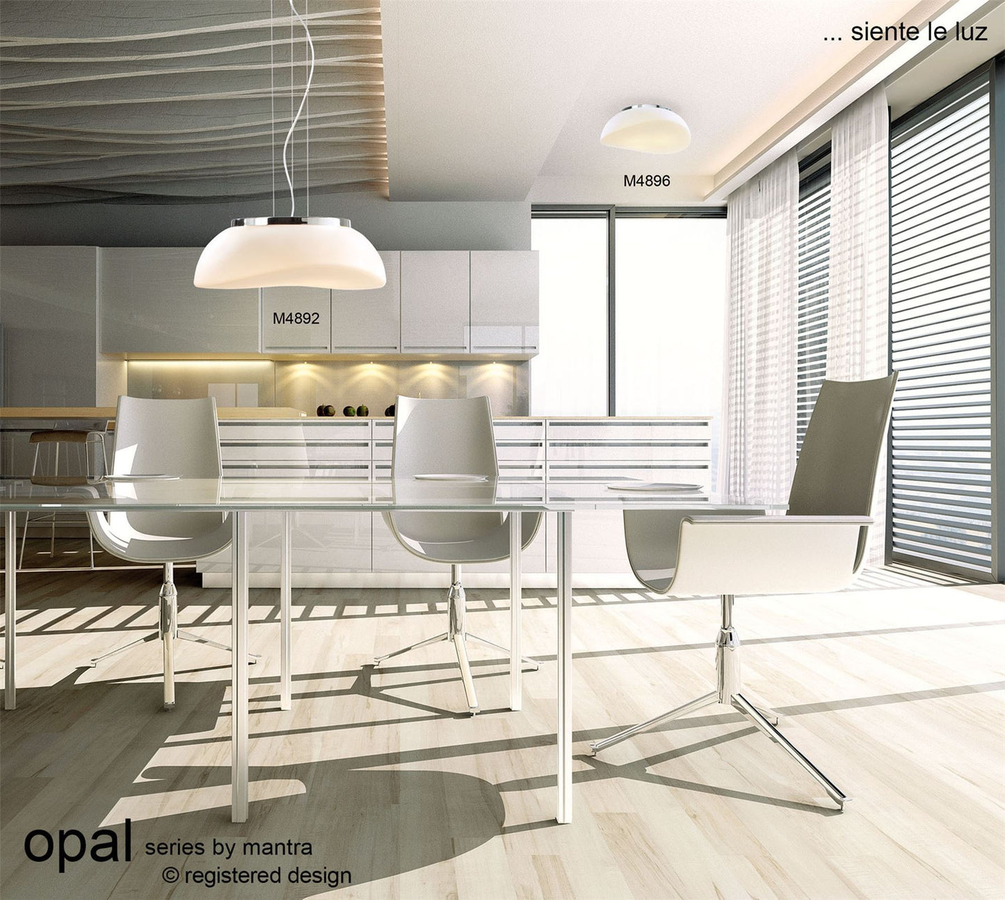 Mantra M4896 Opal Ceiling 3 Light E27, Polished Chrome/Frosted White Glass