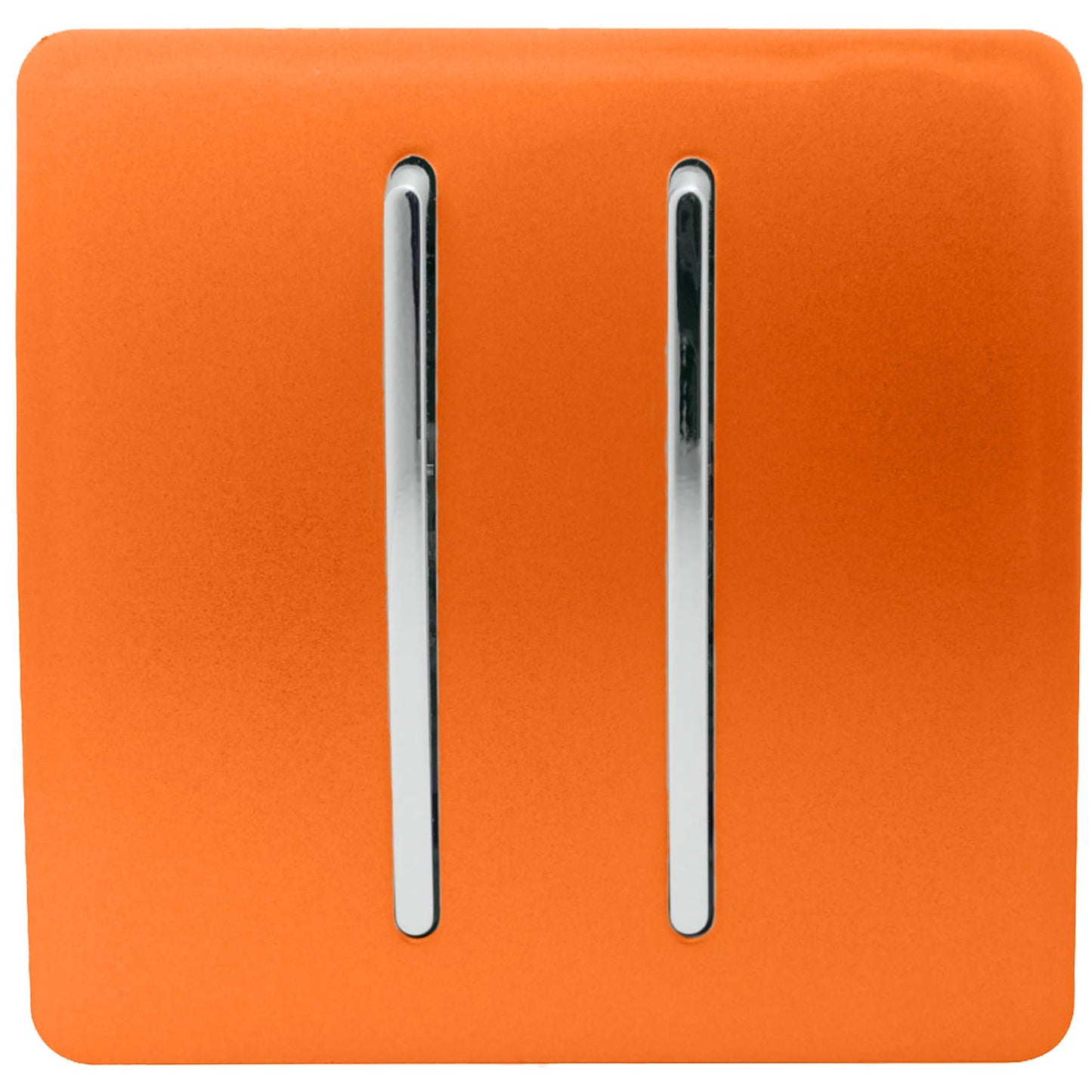 Trendi 2 Gang 2 Way 240V Screwless Artistic Modern Glossy 10 Amp Chrome Rocker Electrical Wall Light Switch in Sunset Orange (2 pack)