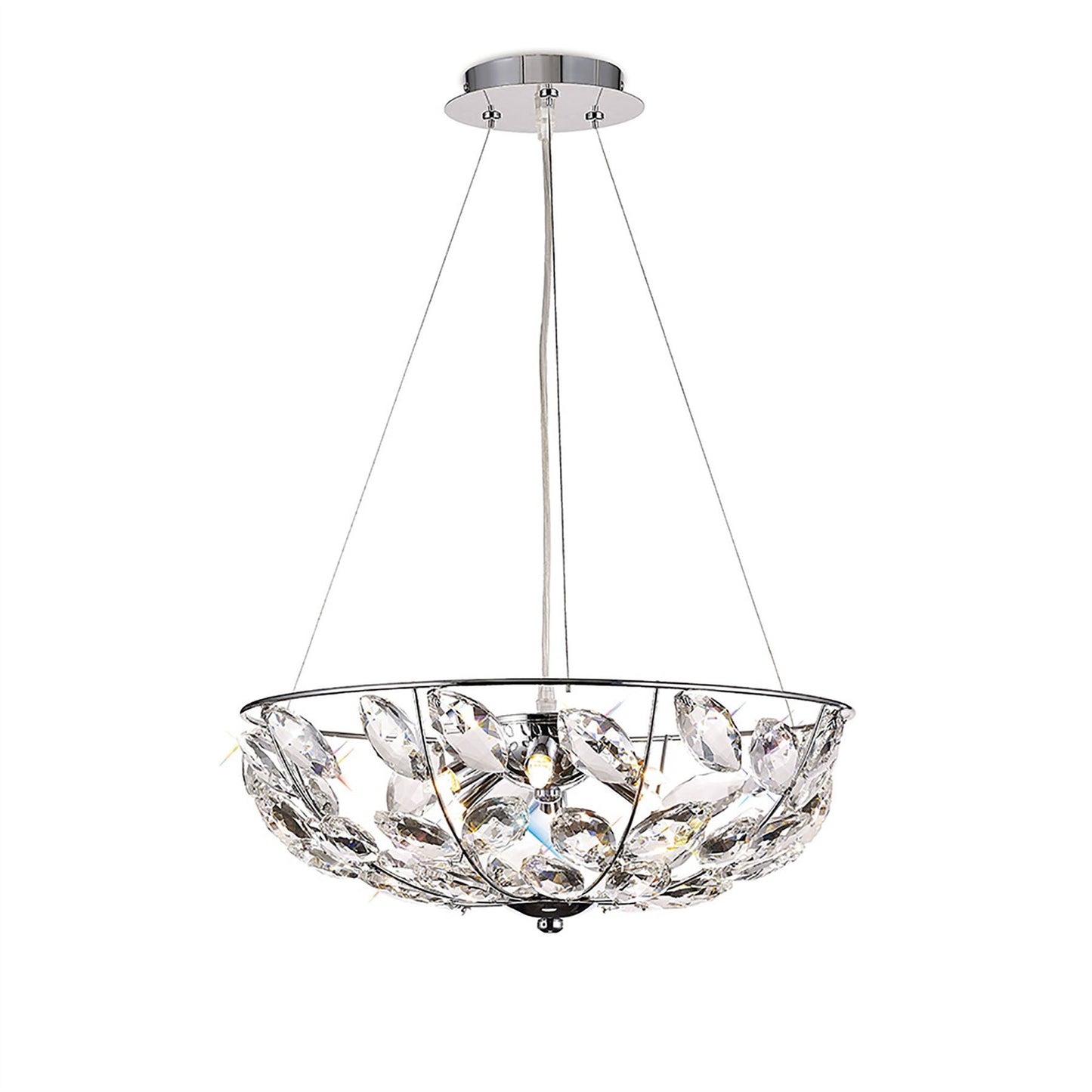 Diyas Galilea 45cm  6 Light G9 Polished Chrome/Crystal Ceiling Pendant Light Fitting