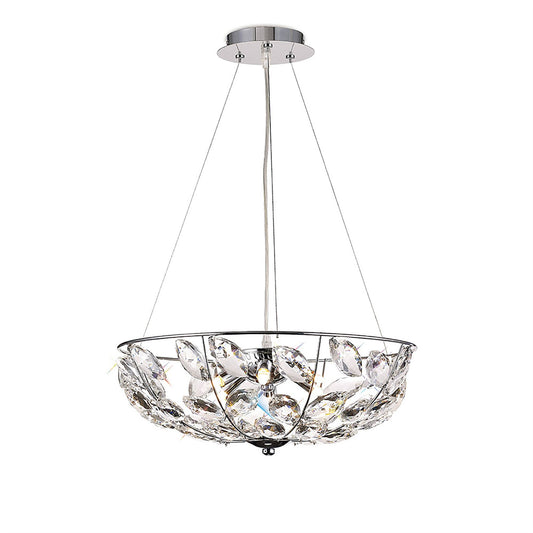 Diyas Galilea 45cm  6 Light G9 Polished Chrome/Crystal Ceiling Pendant Light Fitting