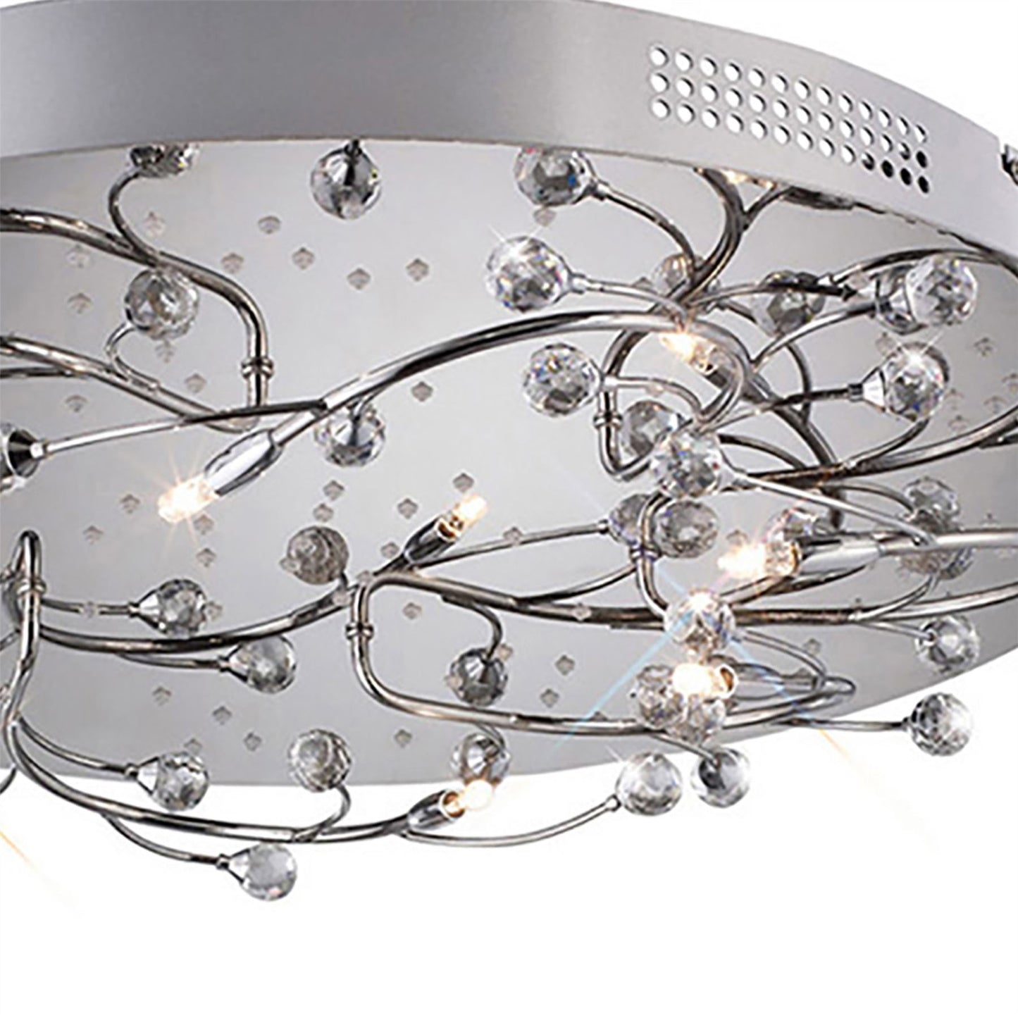 Diyas Fia 59cm Flush  Round 6 Light G4 with White LEDs Polished Chrome/Crystal, NOT LED/CFL Compatible Ceiling Light Fitting