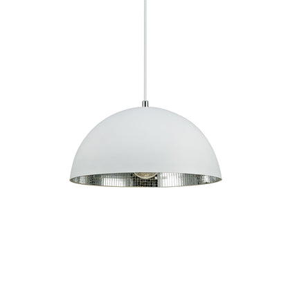 Deco Krista 30cm Single Pendant 1 Light E27, Matt White/Mirror Mosaic Inner