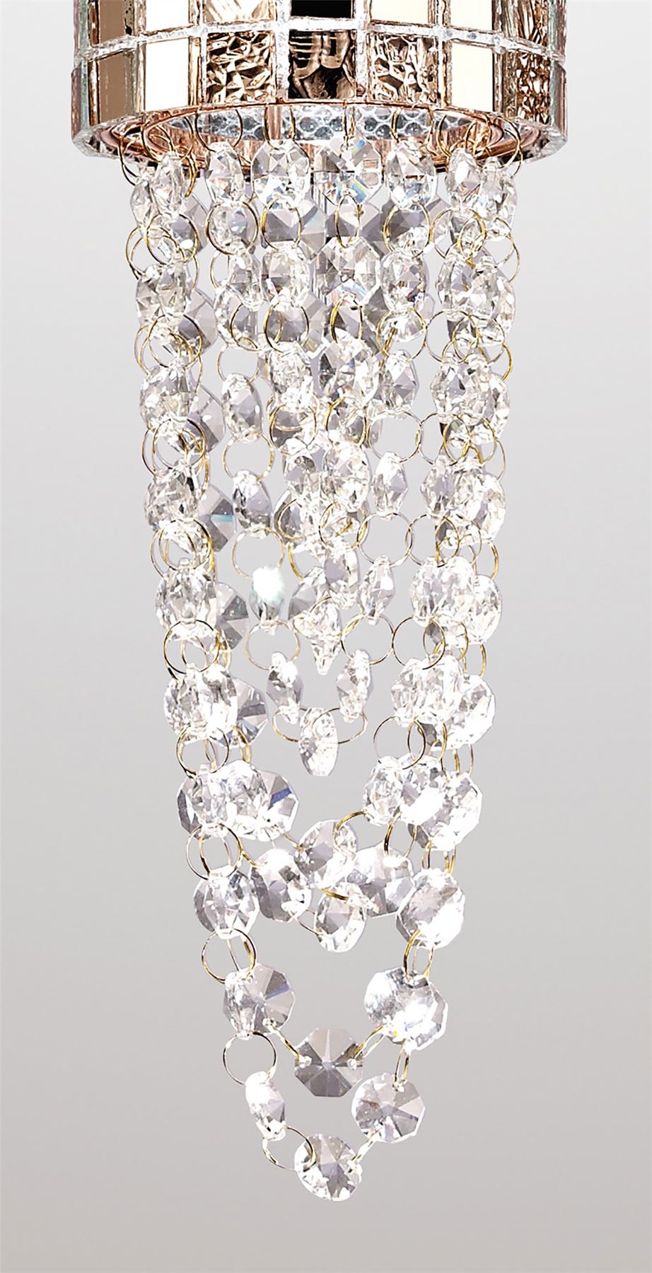 Diyas Camden 10cm Single  1 Light G9 Rose Gold/Mosaic Glass/Crystal Ceiling Pendant Light Fitting