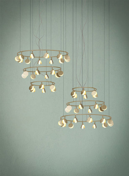 Mantra Shell 86cm 12+8+4 Light Pendant, Round, 120W LED, 3000K, 6360lm, Gold, 3yrs Warranty
