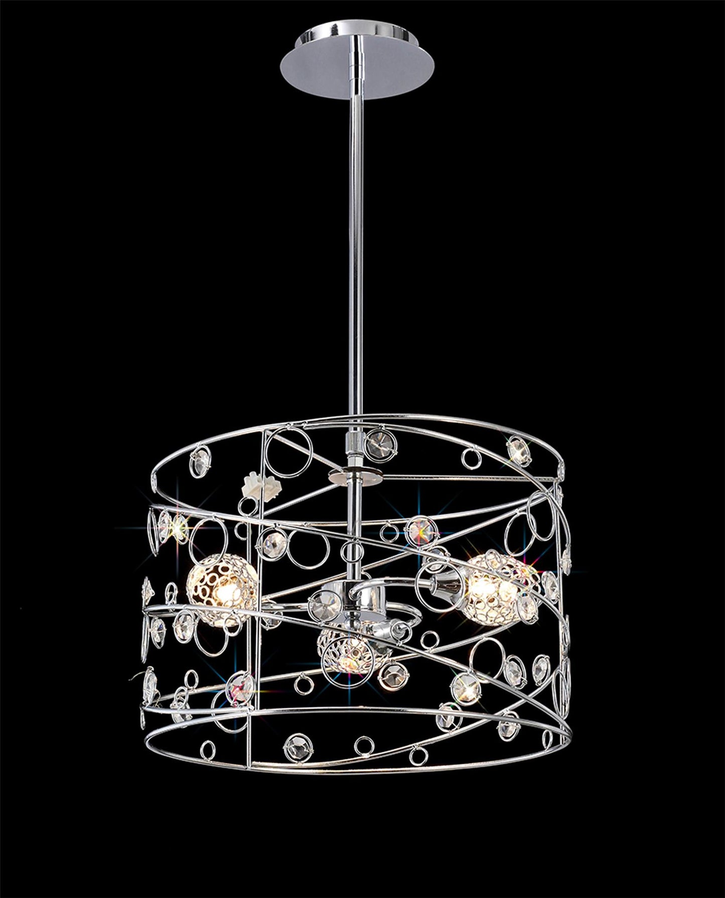 Diyas Sorrento 38cm  Cylinder 3 Light G9 Polished Chrome/Crystal Ceiling Pendant Light Fitting