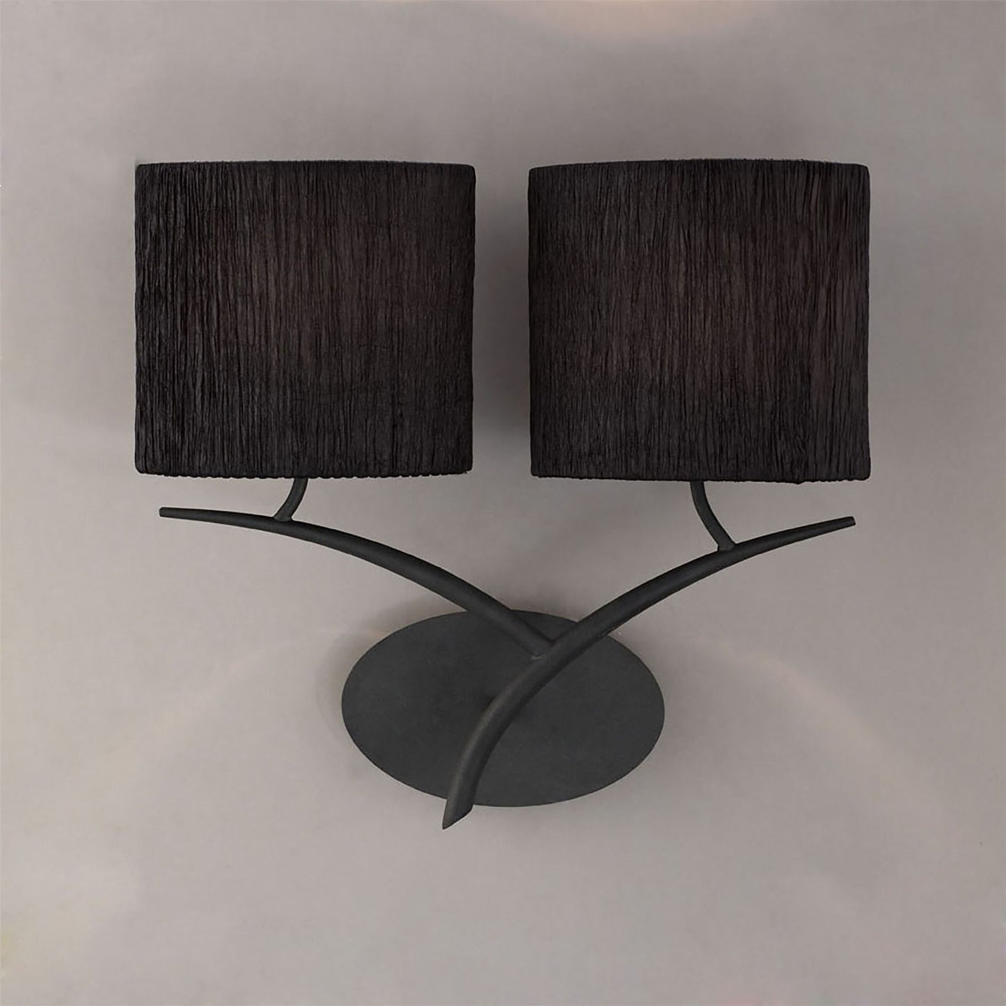 Mantra Eve Wall Light Switched 2 Light E27, Anthracite with White Oval Shades