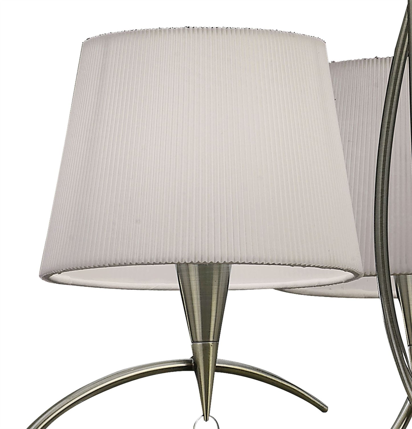 Mantra Mara 64cm Pendant 3 Light E14, Antique Brass with Ivory White Shades