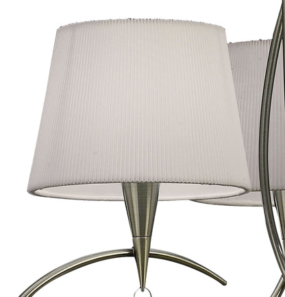 Mantra Mara 64cm Pendant 3 Light E14, Antique Brass with Ivory White Shades
