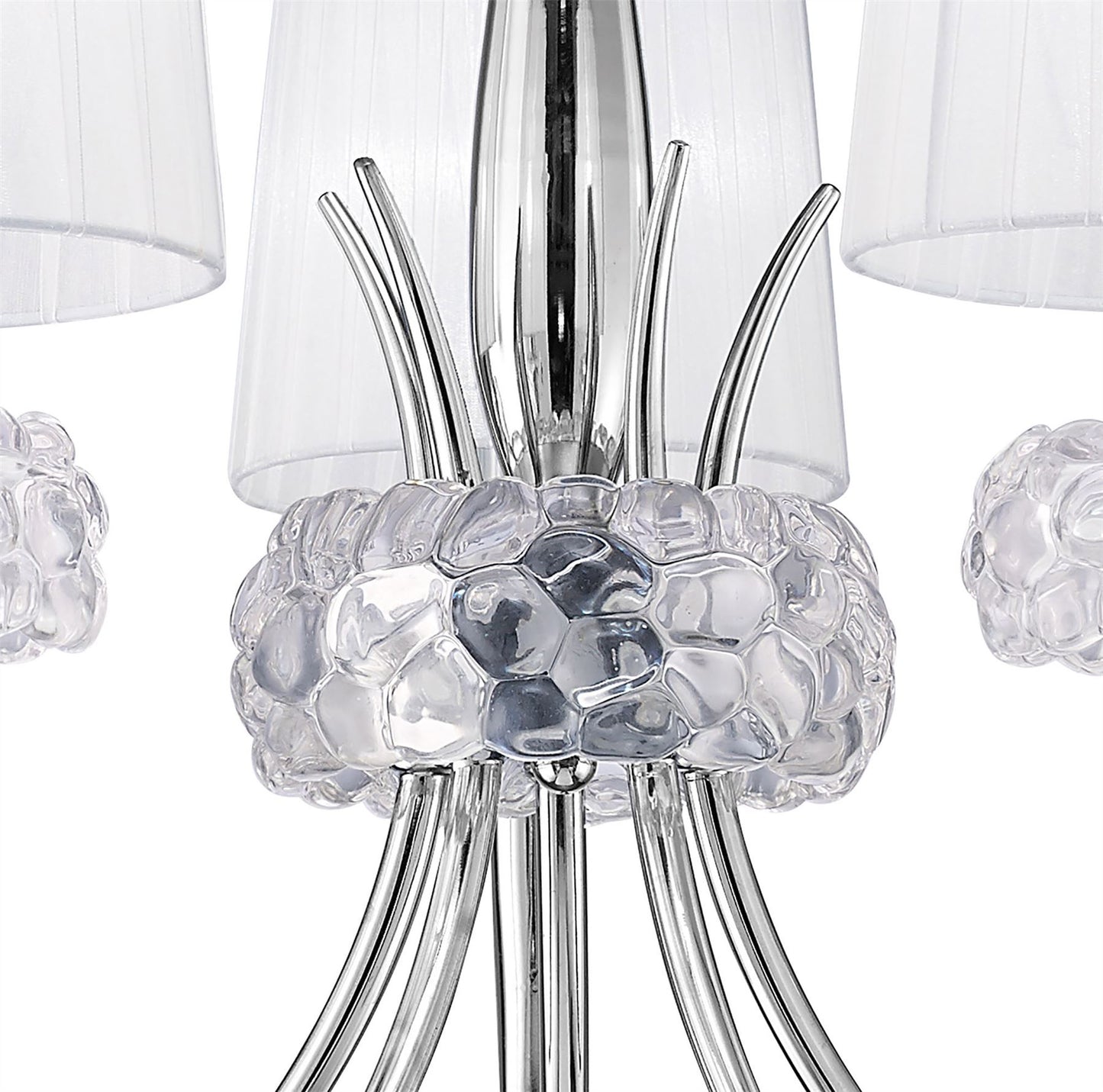 Mantra M4631 Loewe Pendant 5 Light E14, Polished Chrome with White Shades