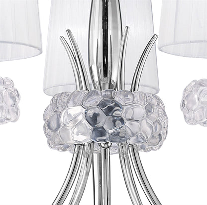 Mantra M4631 Loewe Pendant 5 Light E14, Polished Chrome with White Shades