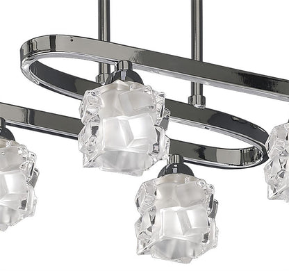 Mantra M1841 Ice Rectangular Telescopic Semi Flush Convertible 6 Light G9 ECO, Polished Chrome