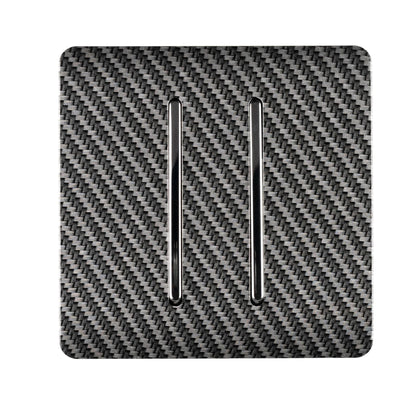 Trendi Switch 2 Gang Intermediate Rocker Modern Designer Light Switch in Carbon Fibre