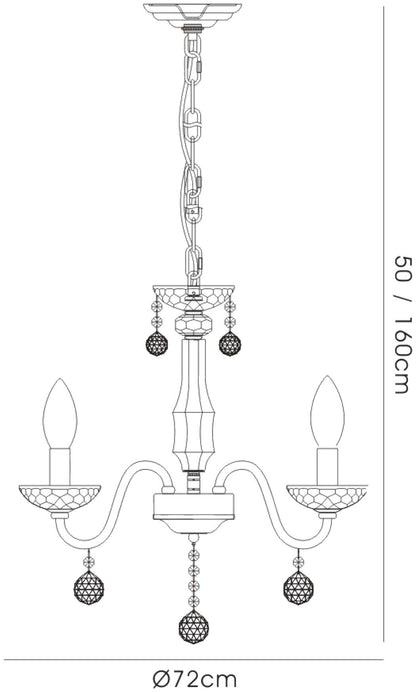 Diyas Amora 72cm  8 Light E14 Polished Chrome/Crystal Ceiling Pendant Light Fitting