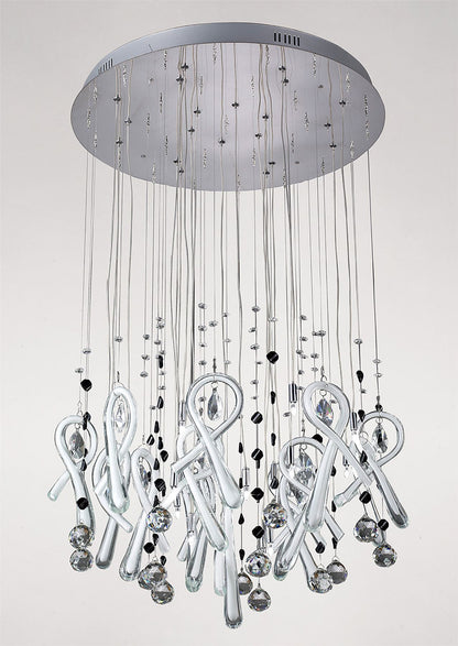 Diyas Class 60cm  Round 20 Light G4 Polished Chrome/White Glass/Crystal, NOT LED/CFL Compatible Ceiling Pendant Light Fitting
