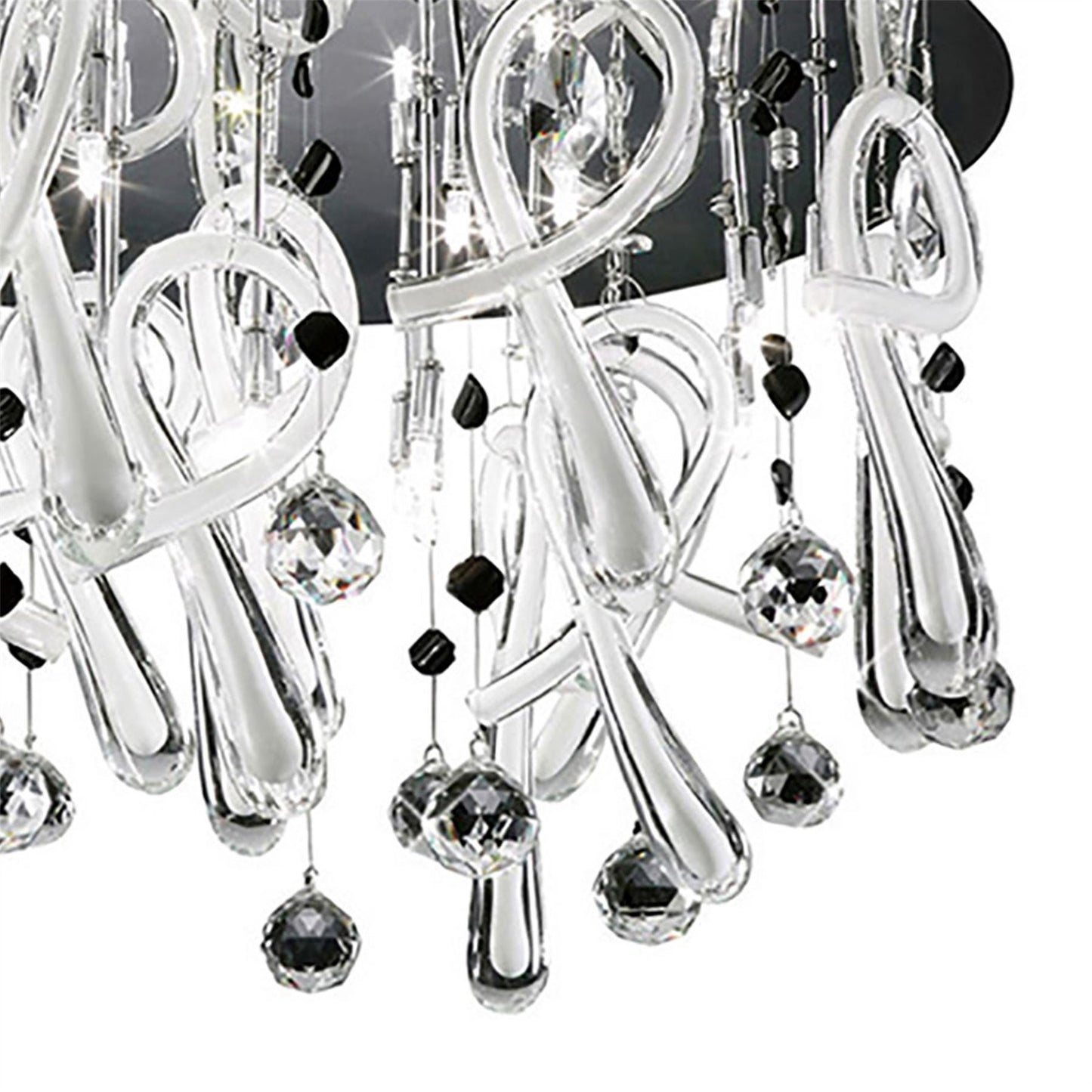 Diyas Class 60cm Flush  Round 20 Light G4 Polished Chrome/White Glass/Crystal, NOT LED/CFL Compatible Ceiling Light Fitting