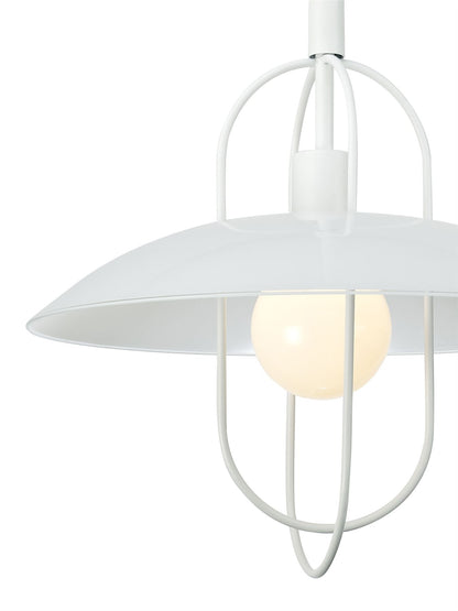 Deco Riva Rise & Fall Pendant 1 Light E27, Matt White/Opal White Glass Shade