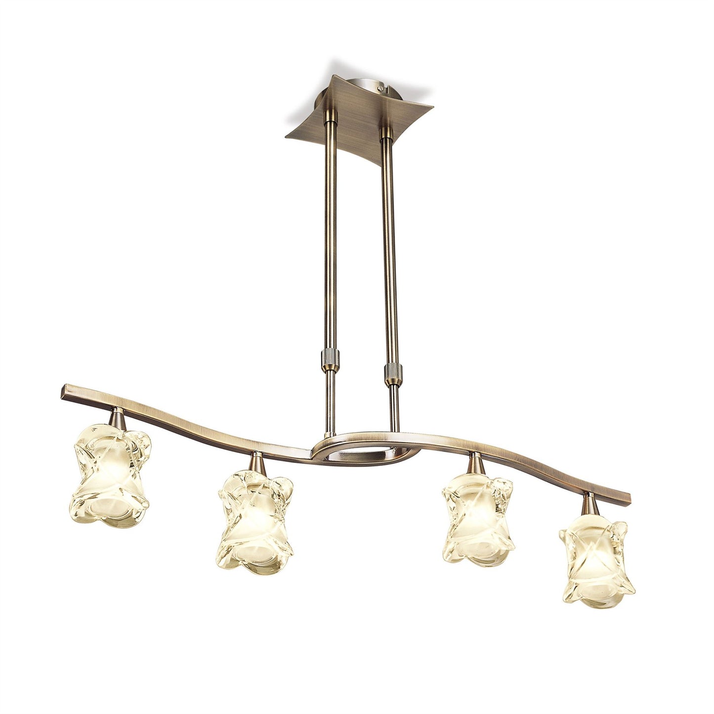 Mantra Rosa Del Desierto Telescopic Linear Pendant Line 4 Light G9, Antique Brass