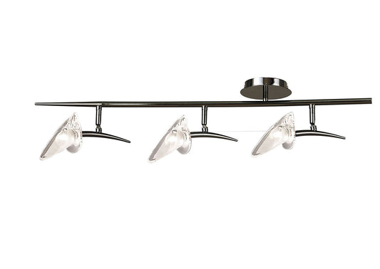 Mantra Flavia Linear Spot Light 3 Light G9 with Adjustable Heads, Black Chrome