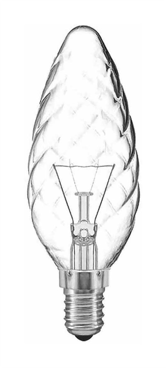 Luxram Candle 45mm Twisted Clear E14 60W Incandescent