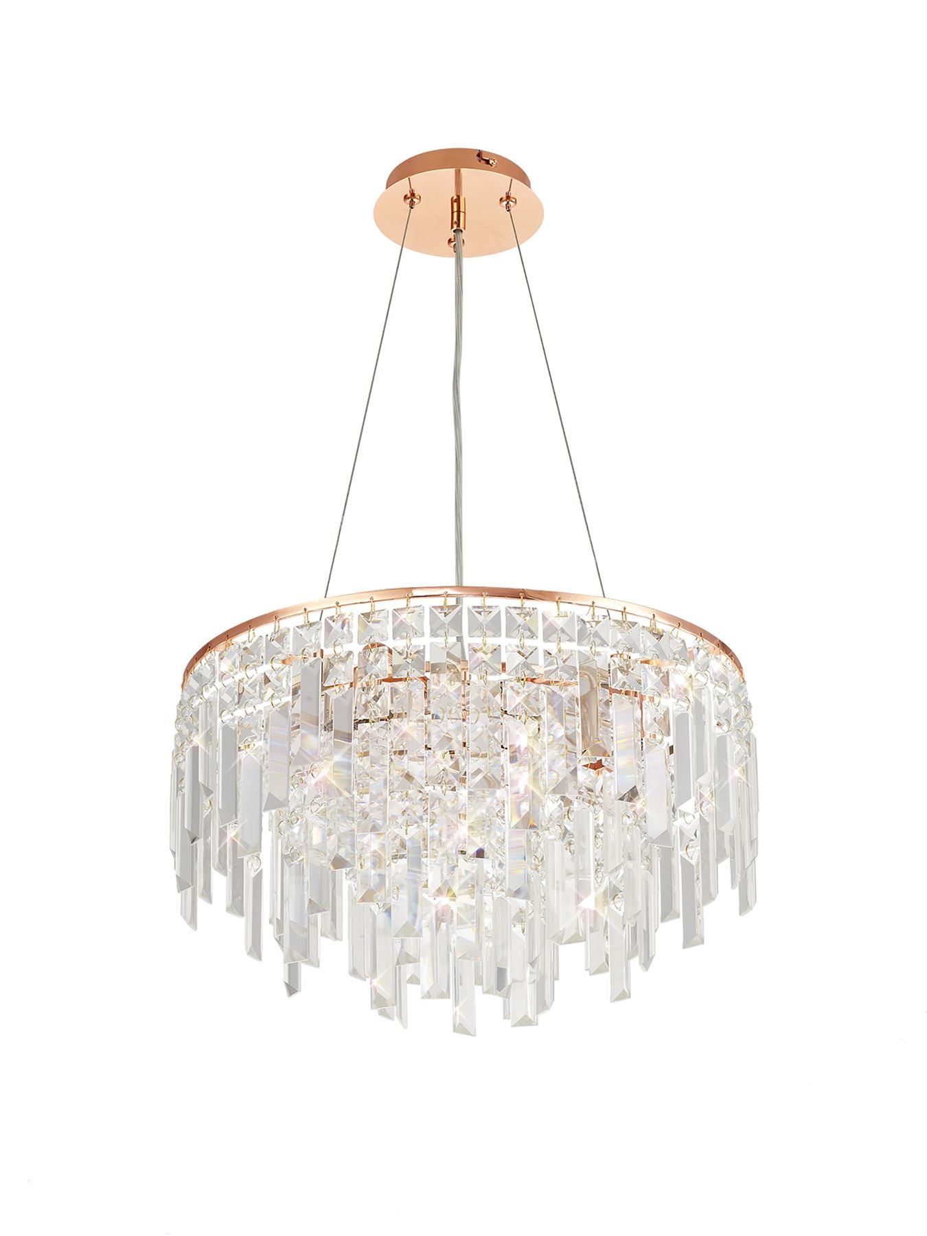 Diyas Maddison 42cm  Round 6 Light G9 Rose Gold/Crystal Ceiling Pendant Light Fitting