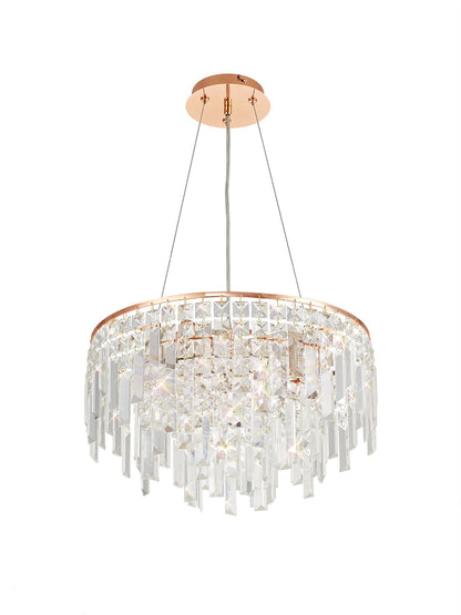 Diyas Maddison 42cm  Round 6 Light G9 Rose Gold/Crystal Ceiling Pendant Light Fitting
