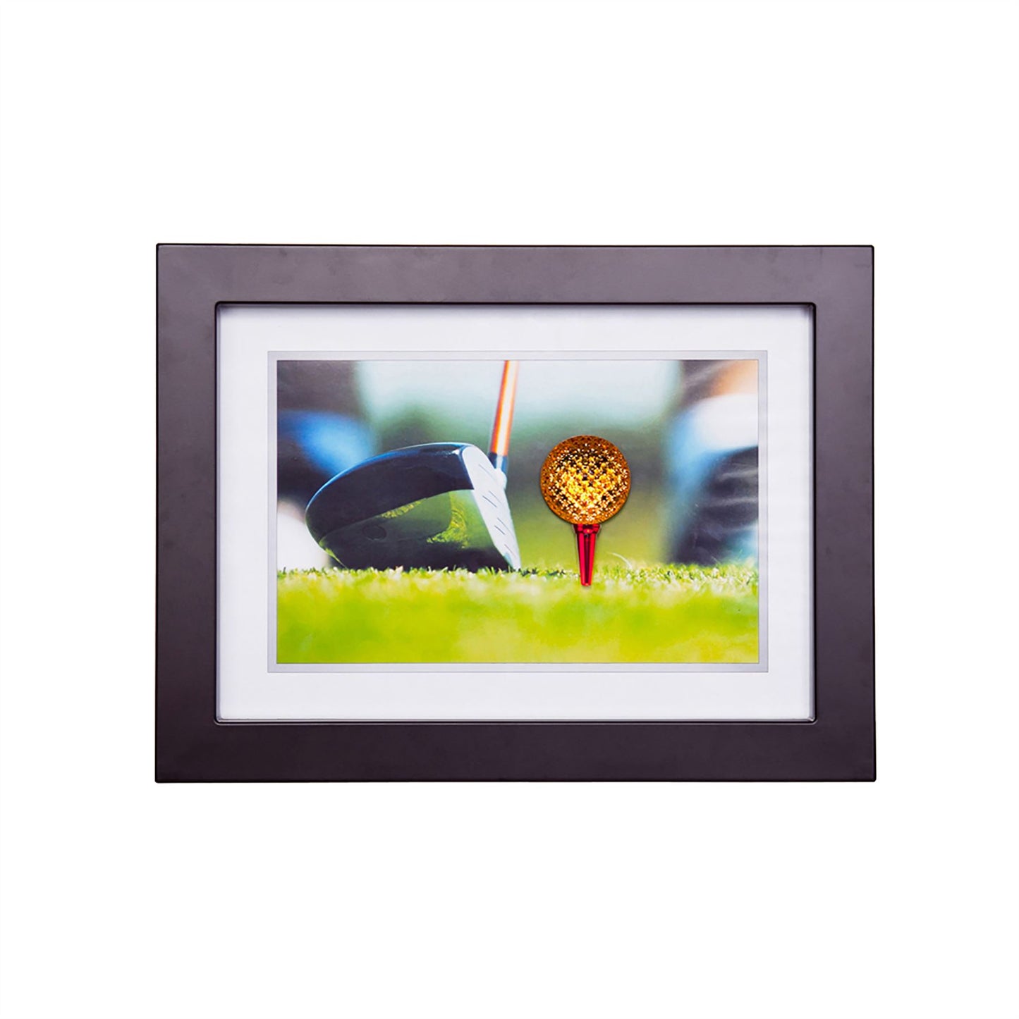 Diyas Home Crystal Wall Art (DH) Play Golf, Black Frame, Amber, Red Crystal Framed