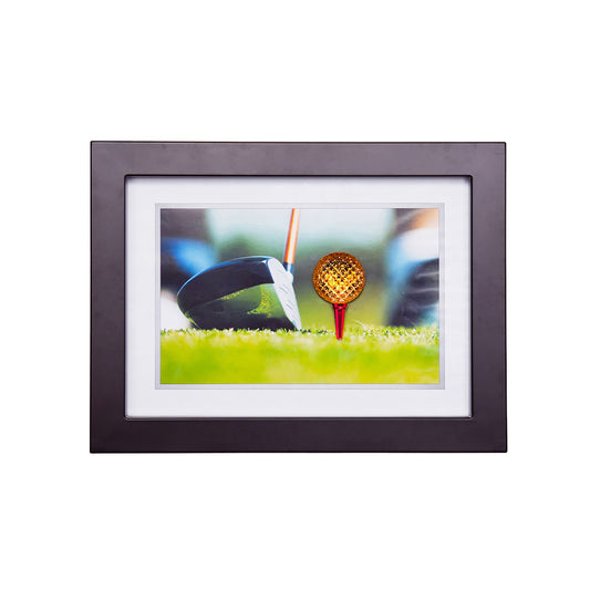 Diyas Home Crystal Wall Art (DH) Play Golf, Black Frame, Amber, Red Crystal Framed