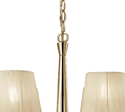 Mantra Tiffany 66cm Pendant 6+6 Light E14+G9, French Gold with Cream Shades & Clear Crystal