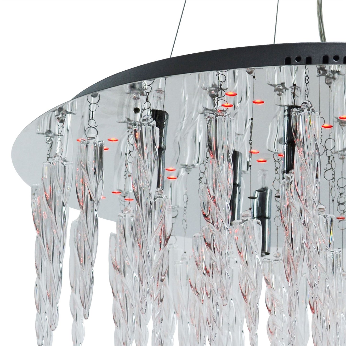 Diyas Tropez 65cm Flat  8 Lightwith RGB LEDs and Remote Control Polished Chrome/Glass Ceiling Pendant Light Fitting