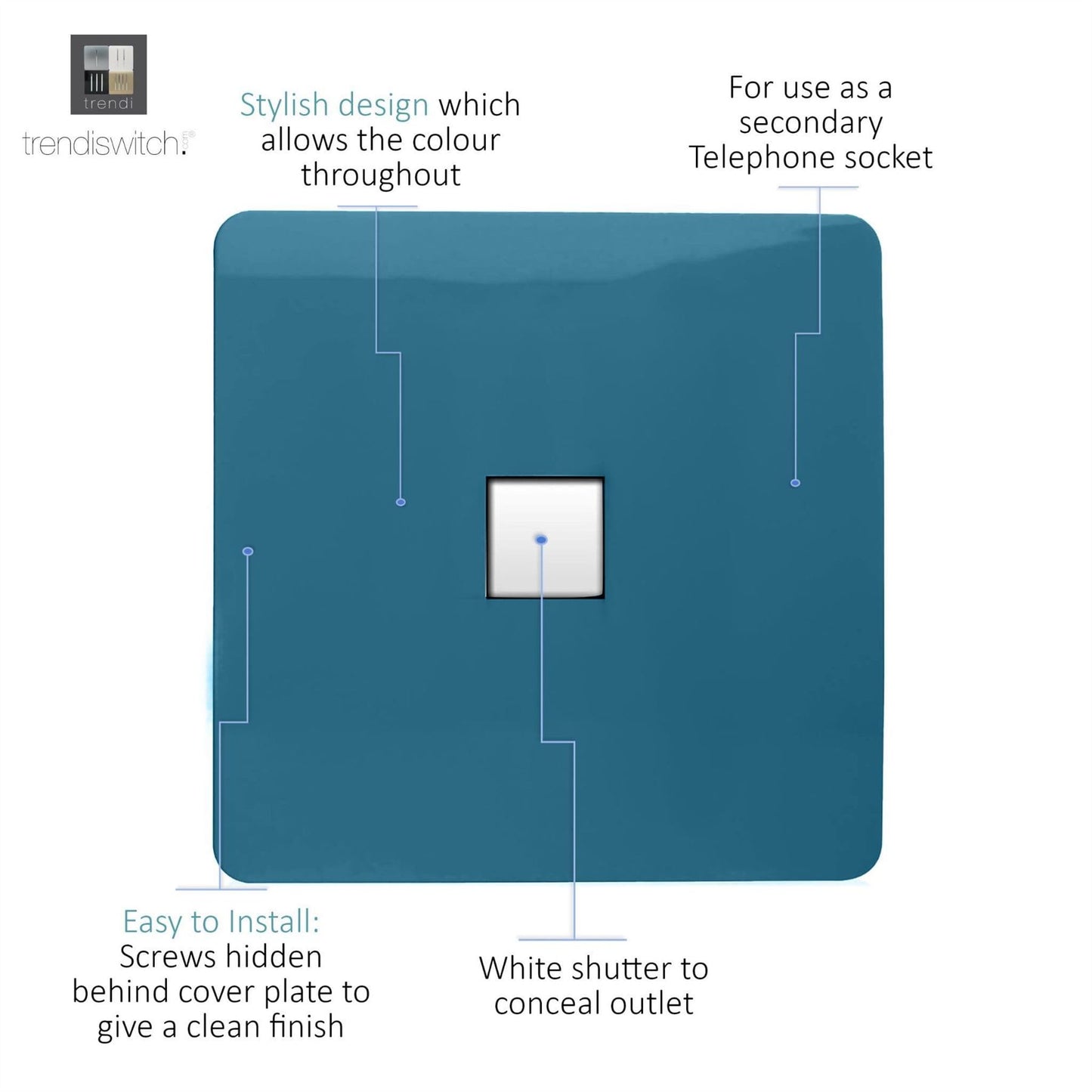 Trendi Artistic Modern Glossy Tactile Telephone Socket Ocean Blue