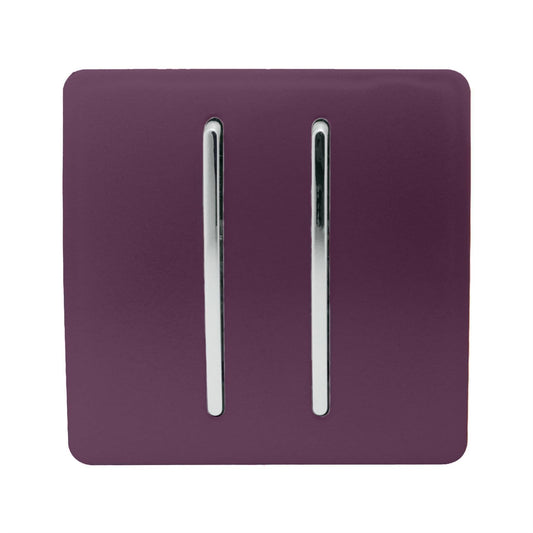 Trendi 2 Gang 3 Way Intermediate Artistic Modern Glossy 10 Amp Rocker Light Switch Plum