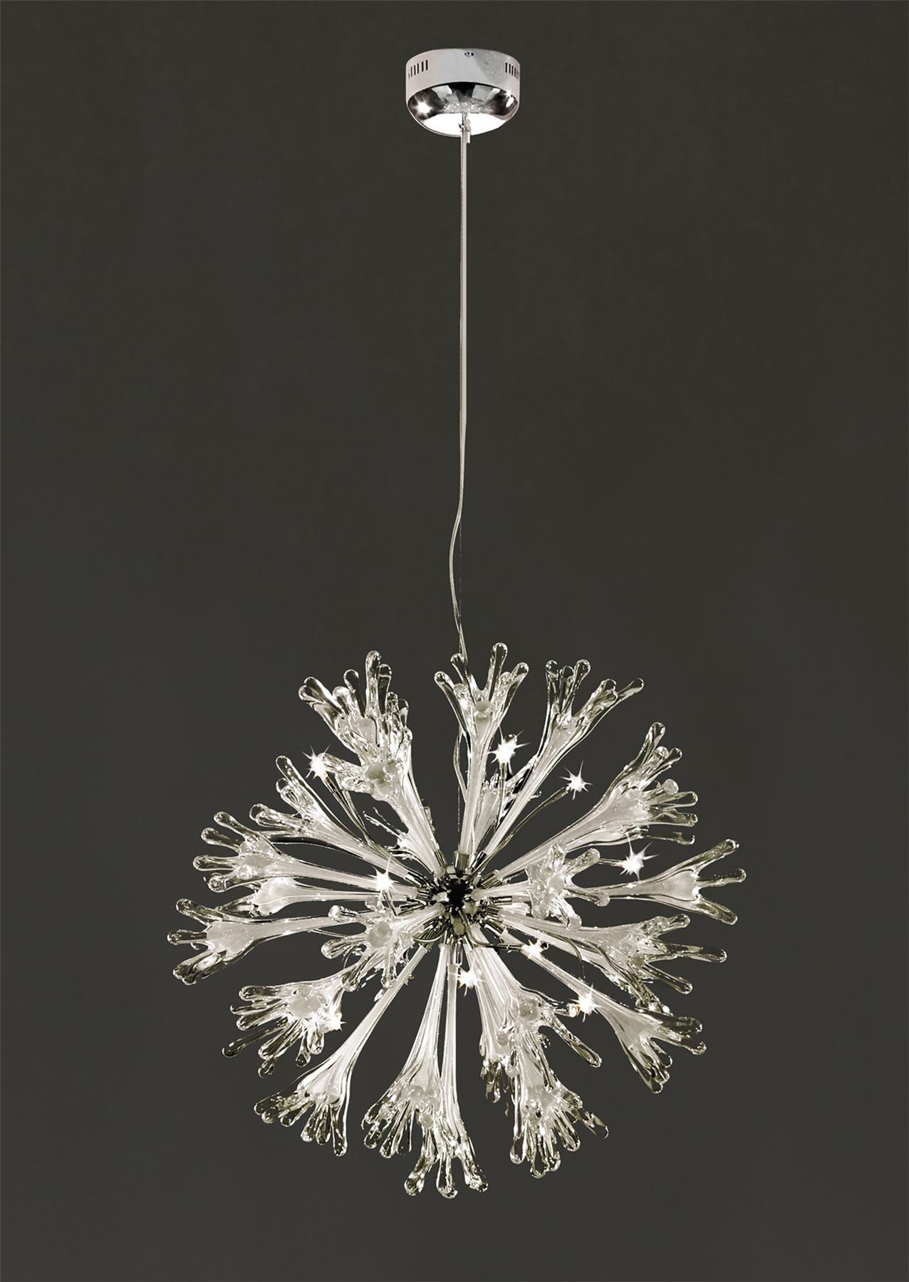 Diyas Love 82cm  Large 11 Light G4 Polished Chrome/White Glass, NOT LED/CFL Compatible Item Weight: 19kg Ceiling Pendant Light Fitting