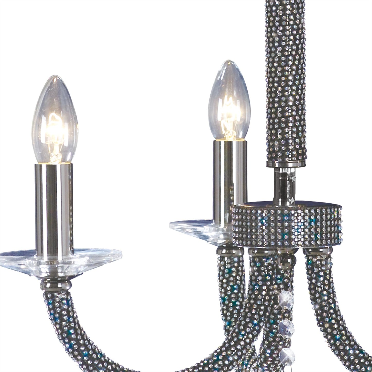 Diyas Elena 52cm  3 Light E14 Black Chrome/Crystal Ceiling Pendant Light Fitting