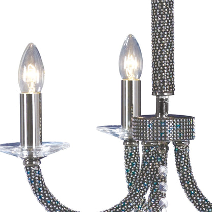 Diyas Elena 52cm  3 Light E14 Black Chrome/Crystal Ceiling Pendant Light Fitting