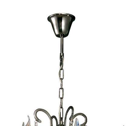 Diyas Pescara 65cm  Round 5 Light E14 Black Chrome/Crystal Ceiling Pendant Light Fitting