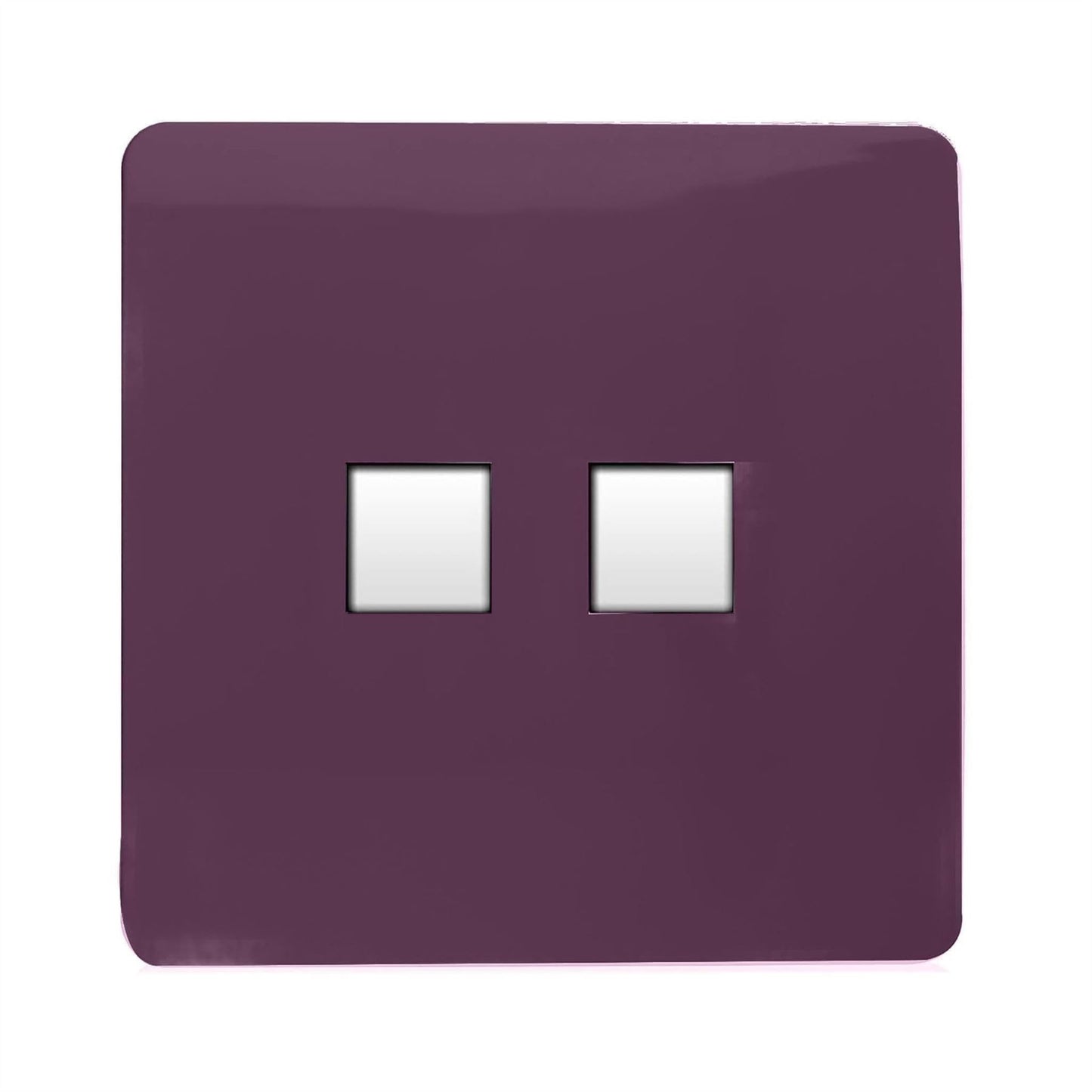 Trendi Switch 2 Gang RJ45 Cat 6 Modern Designer PC Ethernet Socket in Plum