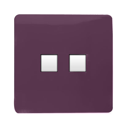 Trendi Switch 2 Gang RJ45 Cat 6 Modern Designer PC Ethernet Socket in Plum