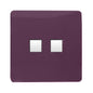 Trendi Switch 2 Gang RJ45 Cat 6 Modern Designer PC Ethernet Socket in Plum